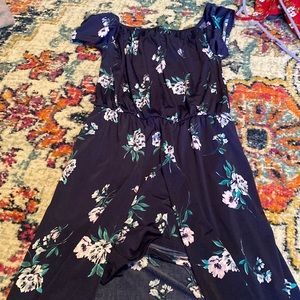 Blue high low dress with built in romper